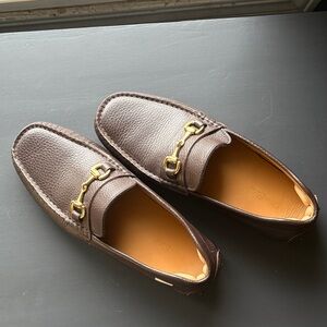 Oliver Cabell Brown Leather with Gold Loafers